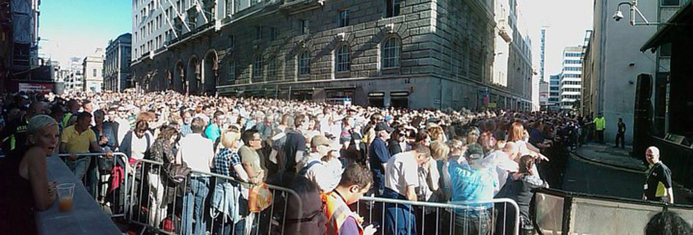 Small Fakers crowd at Mathew Street Festival in Liverpool
