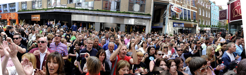 Small Fakers crowd in Carnaby Street, London