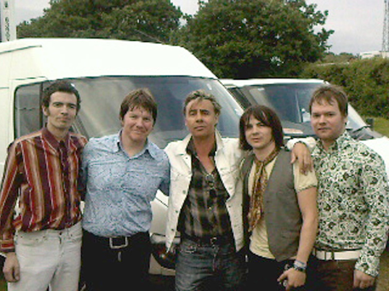 Small Fakers backstage at The IOW Festival with Mr Glen Matlock