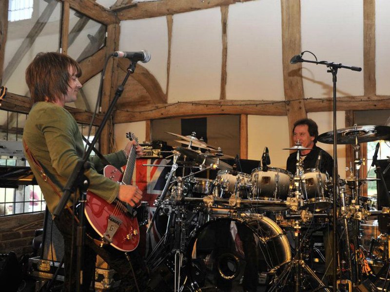 Small Fakers on stage with Mr Kenney Jones at Hurtwood Park, Surrey 