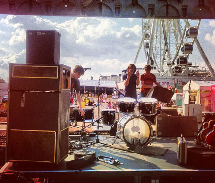 Setting up the stage on Brighton Beach
